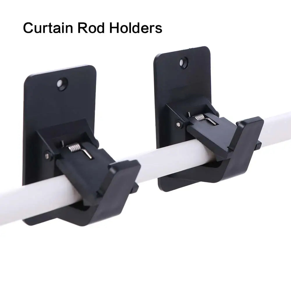 2Pcs Wall-mounted Curtain Rod Holders Heavy-duty Adjustable Curtain Hanging Hooks with Screws Practical Curtain Rod Support