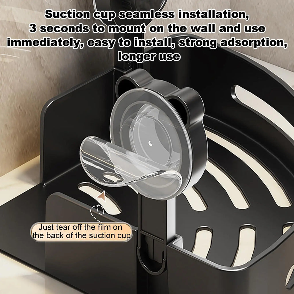 Suction cup tripod wall mounted corner storage rack for Shower with Bear Suction Cups Shampoo Holders for Inside Shower No Drill