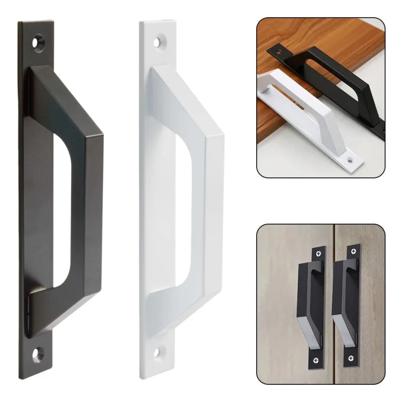 Heavy Duty Sliding Door Handle with Plate Aluminum Alloy Barn Door Pull Handle for Cabinet Passage Doors,Swing or Push-pull Door