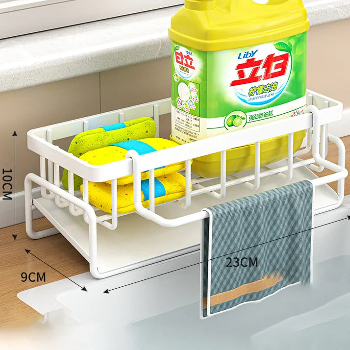 Kitchen Shelf Rag Storage Drainage Shelf No-Punch Storage Rack Home Spice Rack Sink Tap Sink Drainage Rack Kitchen Accessories