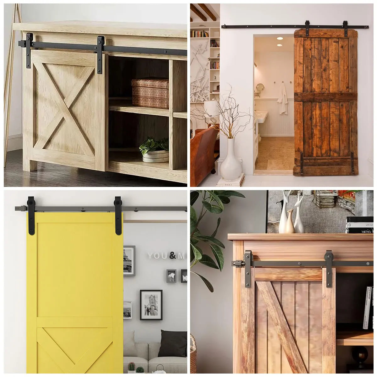 Barn Door Hardware Kit  Heavy Duty Sturdy Sliding Barn Door Track Smoothly and Quietly J Shape Hanger Cupboard Door Panel Access