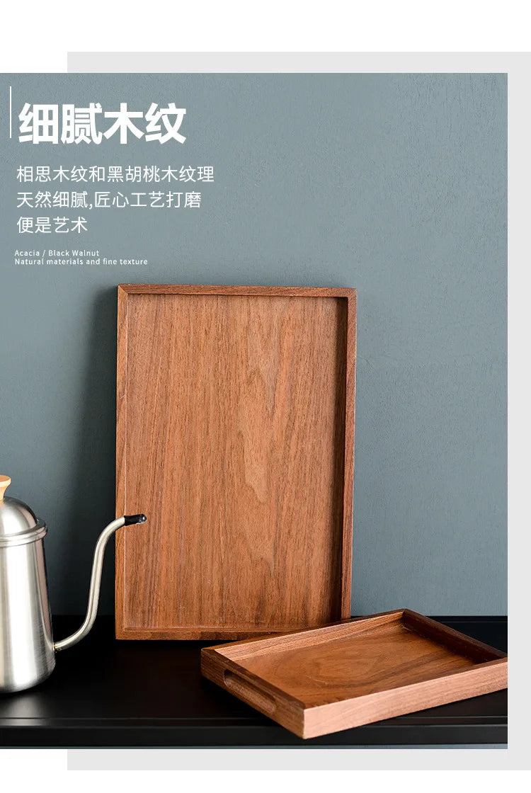 Walnut Wooden Serving Tray Tea Cup Saucer Trays Fruit Plate Storage Pallet Plate Decoration Japanese Food Rectangular Plate