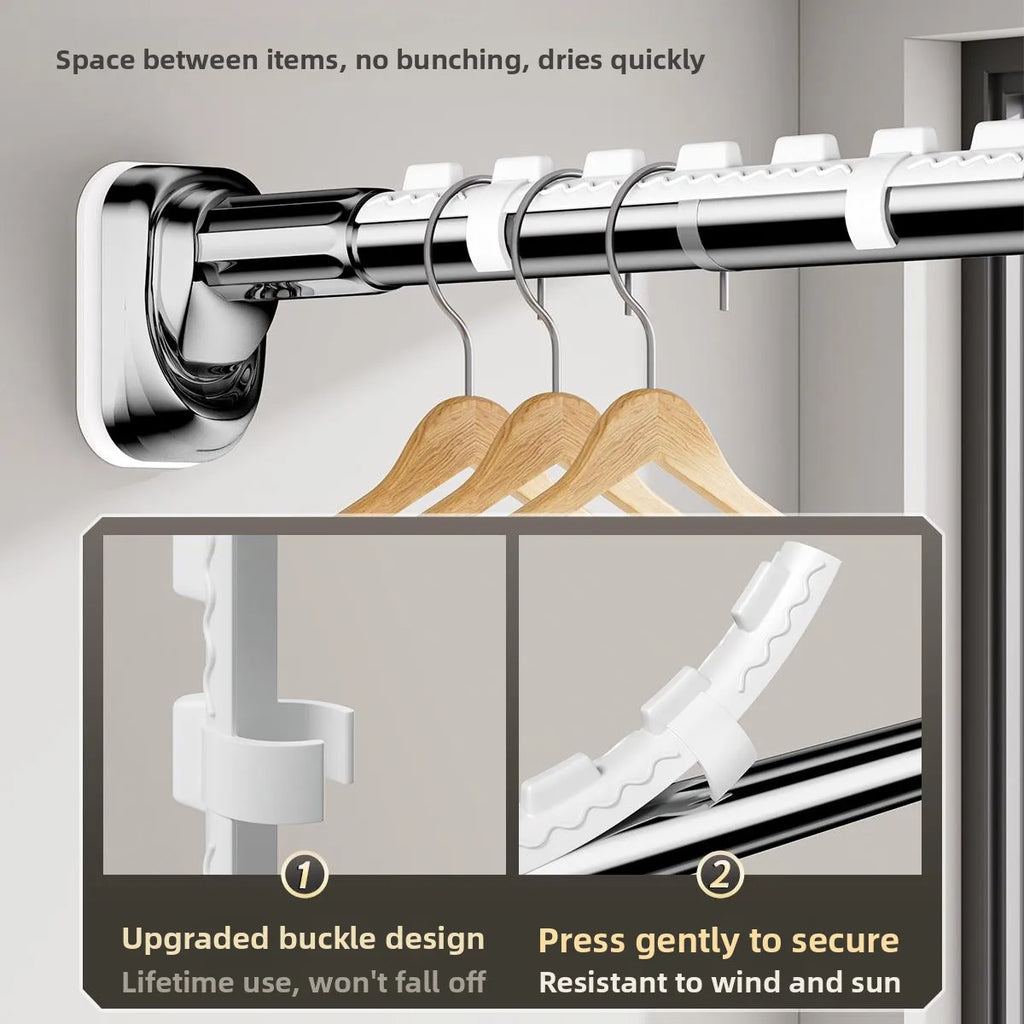 Retractable Clothes Drng Rods Wall Mounted Balcony Batoom Curtain Rods Wardrobe Clothes Hanger Rods No Drilling Required