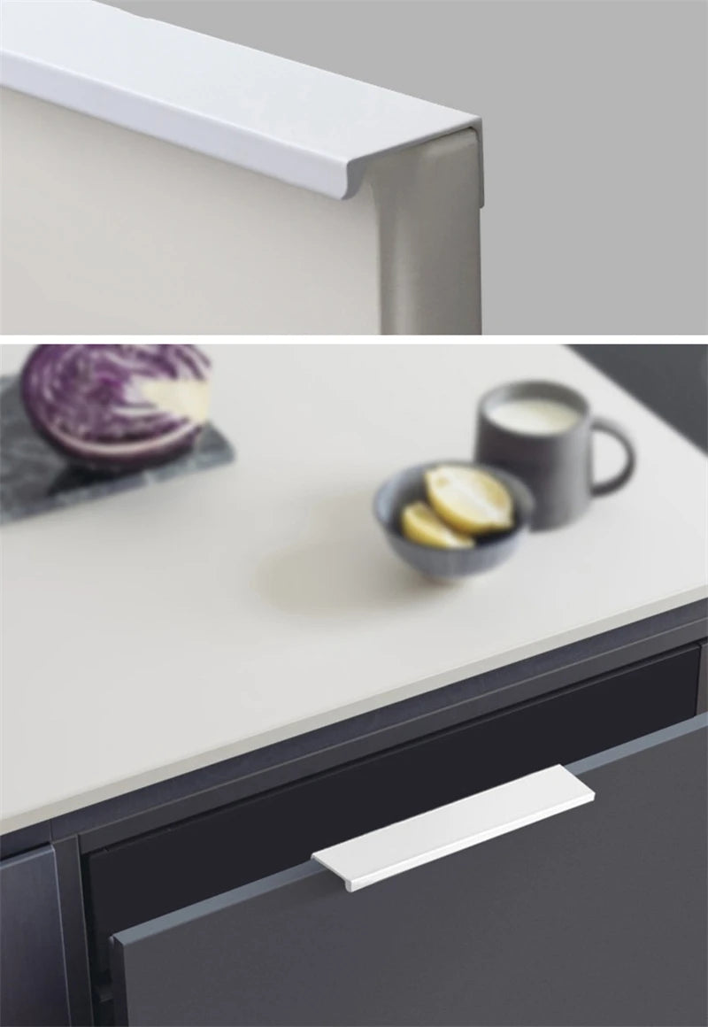 Modern Simple White Long Cabinet Handle Kitchen Cupboard Furniture Length Door Handle  Wardrobe Closet Hardware Drawer Pull Knob