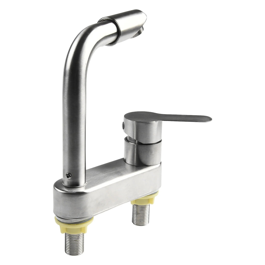 Stainless Steel Basin Faucet Sink Faucet Tap Cold And Hot Mixer Tap 2 Holes Single Handle Deck Mounted Tap
