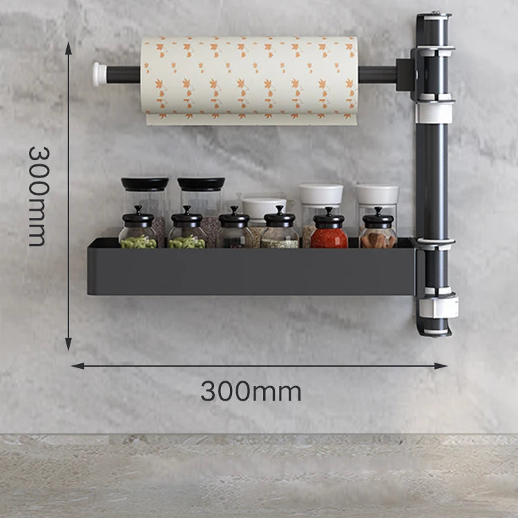 Over Sink Kitchen Rack Black Kitchen Storage Stand Wall-mounted Spice Rack Punch-free 360 Rotation Kitchen Spice Organizer Shelf