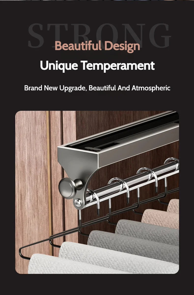 Pull Push Adjustable Top Mounting Closet Interior Telescopic Hanging Rod Cloakroom Retractable Slide Track Clothes Organizer