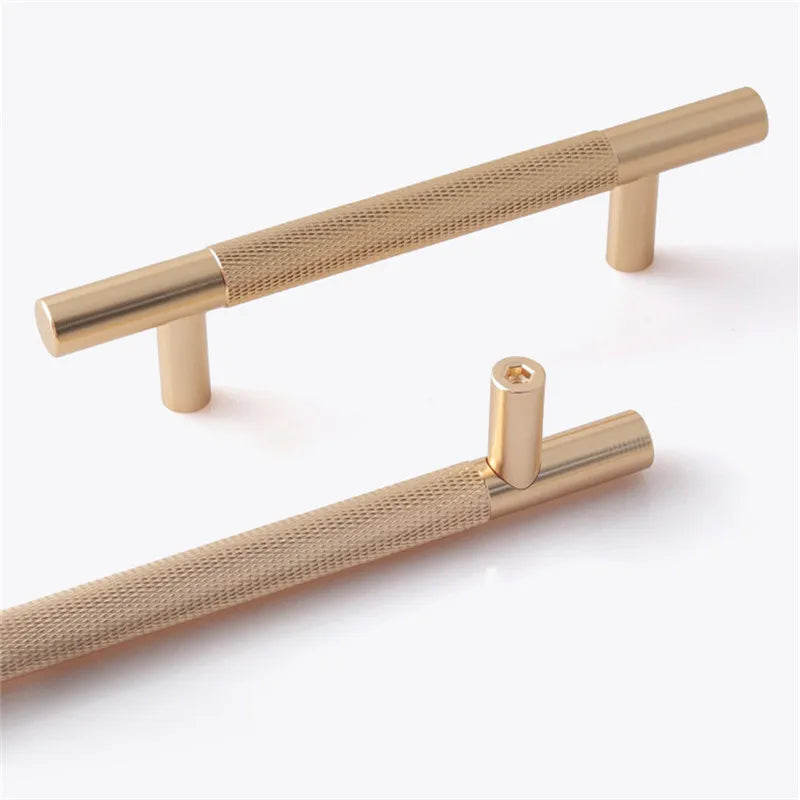 KK&FING Round Rod Knurled Carved Aluminum Alloy Furniture Door Handle Cupboard Wardrobe Door Pulls Cabinet Drawer Knobs Hardware