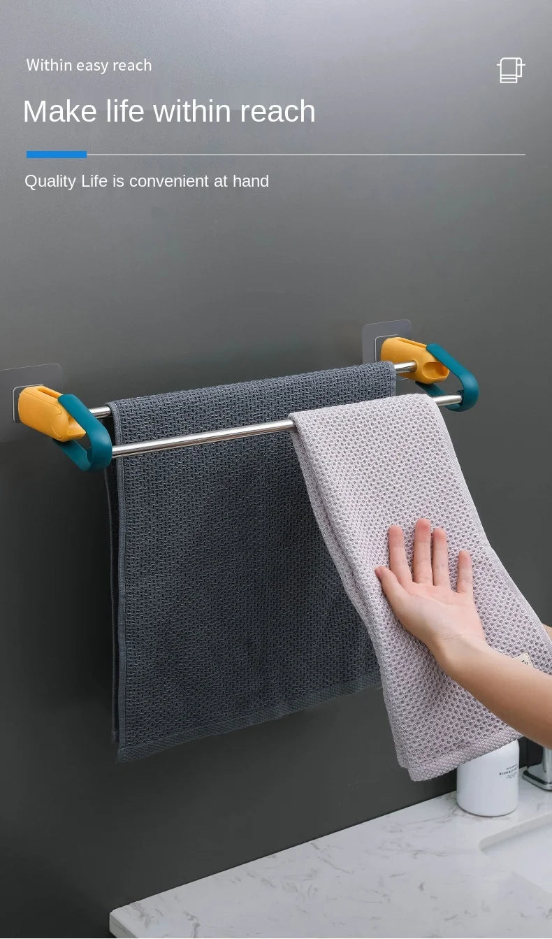 Wall-Mounted Bathroom Hook, Toilet Perforated Towel Storage Rack, Bathroom Towel Storage Rack, Kitchen Wipes Hanging Gadgets