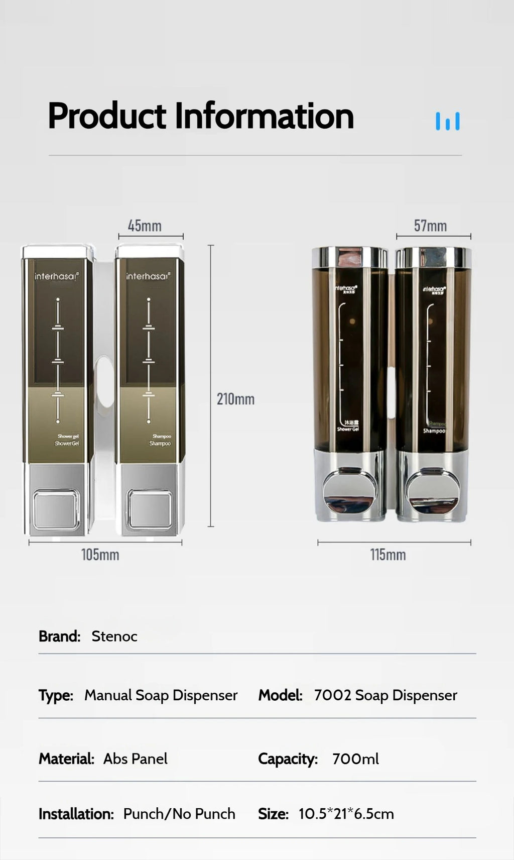 Bathroom Chrome Single/Double Soap Dispenser Wall Shower Bath Shampoo Gel Dispenser Bathroom Accessories Liquid Soap Container