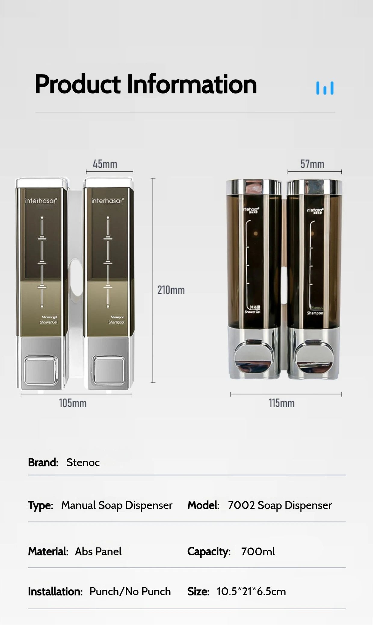 Bathroom Chrome Single/Double Soap Dispenser Wall Shower Bath Shampoo Gel Dispenser Bathroom Accessories Liquid Soap Container