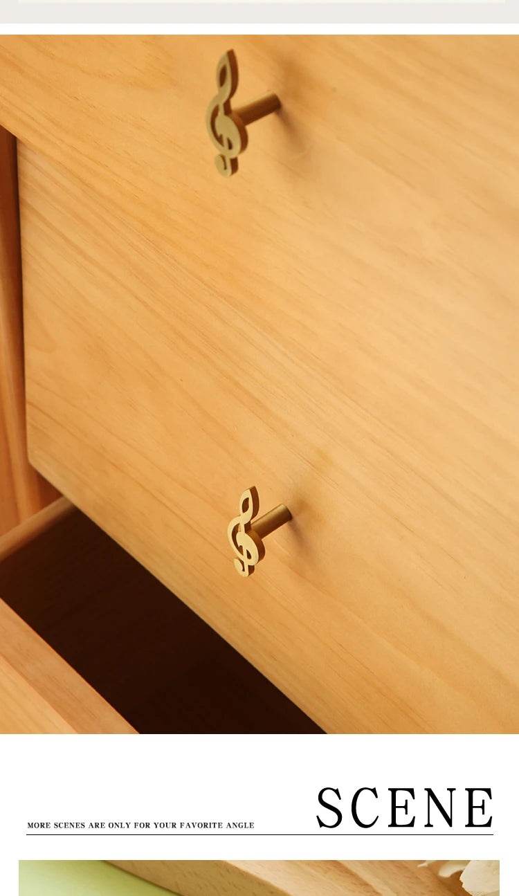 Musical Note Brass Furniture Handles and Knobs for Kitchen Cabinet Modern Dresser Door Handle Drawer Pulls