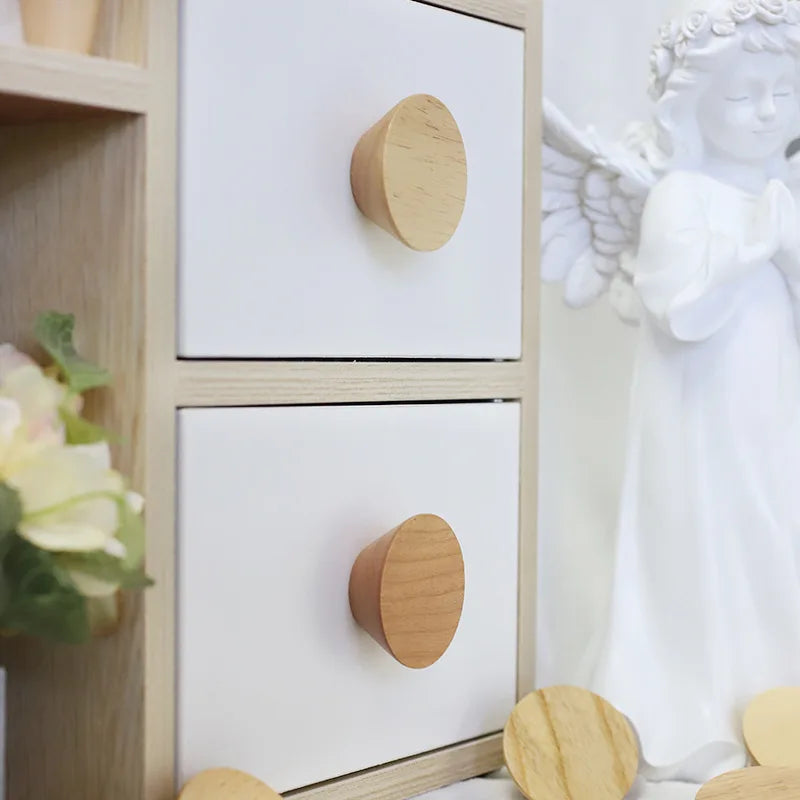 circular button handle modern cabinet handles solid wood home wardrobe drawer cabinet handle single hole wooden handle