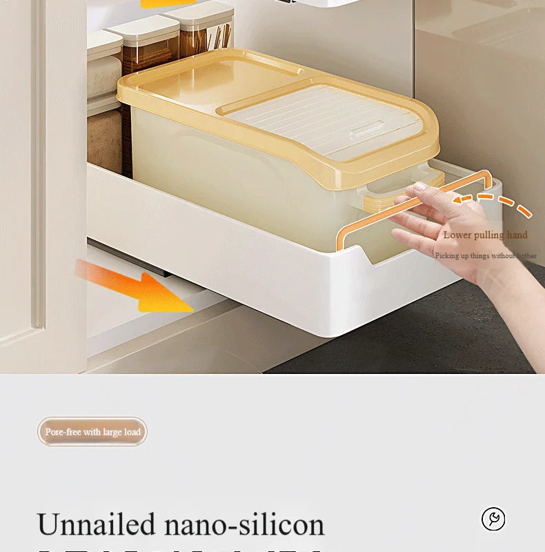 Non Perforated Kitchen Pull-out Shelf，Kitchen Storage Rack with Sliding Rails，Drawer Storage Tray，Cabinets Organizer，spice Rack