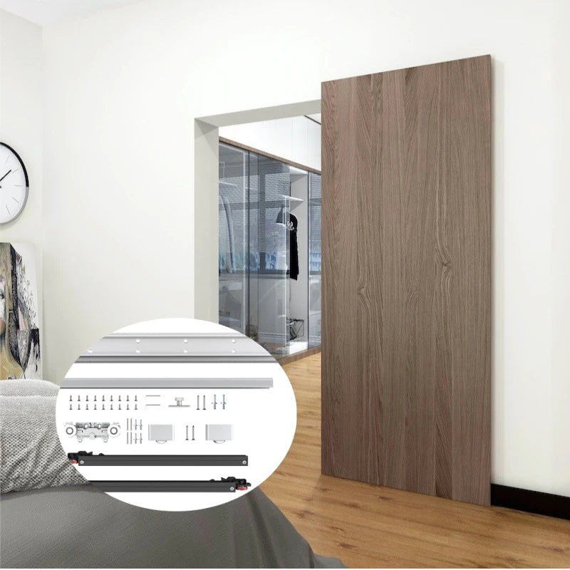 38" Hidden Sliding Barn Door Hardware Track Kit,Floating Soft Closing Interior Wall Mount Track Rolling Set,No Floor Rail
