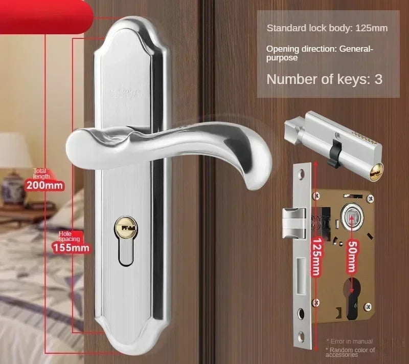 Apartment Room Wood Door Lock Set  House Anti-theft House Interior Door Bedroom Furniture Security Lock For Home Doors With Key