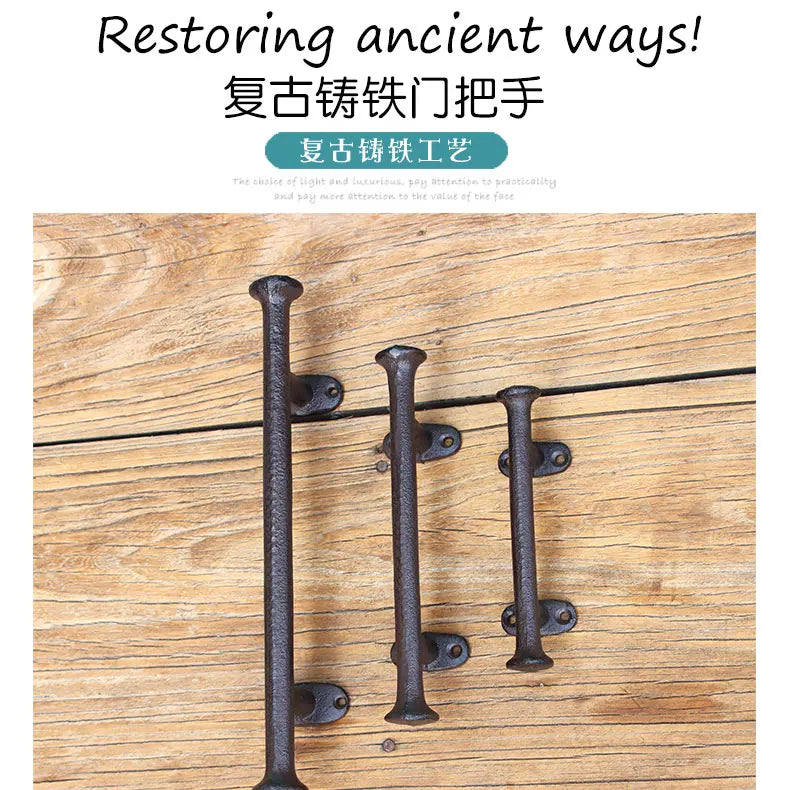 Retro Nostalgic Old Fashioned Cast Iron Handle Wardrobe Simple Door Handle Large Wooden Door Pull Rod Handle 30.5x5.2cm