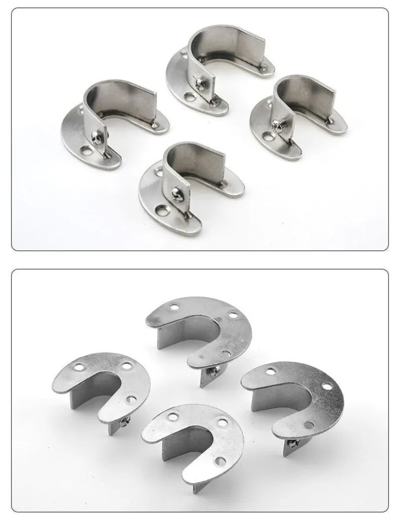 304 Stainless Steel Flange Seat Wardrobe Hanger Rod Fixing Hardware Accessories Curtain Rod Tube Hook Fixed Support Bracket Seat