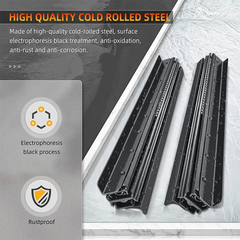 1Pcs Bottom Mount Heavy Duty Drawer Slides 260 LB Load Capacity Full Extension Ball Bearing Cabinet Hidden Stair Rail 400-900mm
