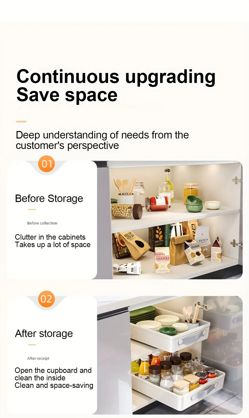 1 PC Kitchen Cabinet Drawer Storage Boxes with Slide Rails Pull-out Kitchen Storage Tray Spice Box Shelf Cabinets Organizer
