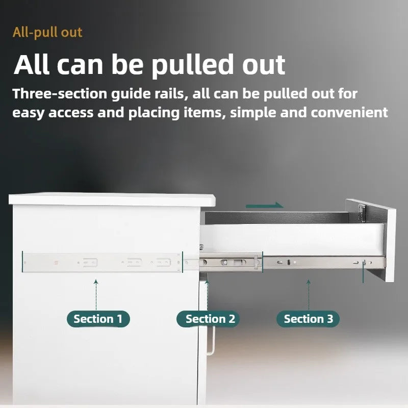 10" - 22"  45mm wide Stainless Steel Drawer Slides Soft Close Drawer Track Rail Sliding Three-Section Cabinet Furniture Hardware