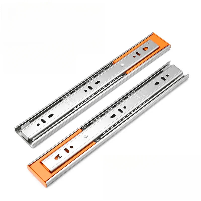 10" - 22" Stainless Steel Drawer Slides Soft Close Drawer Track Rail Sliding Three-Section Cabinet Slides Furniture Hardware