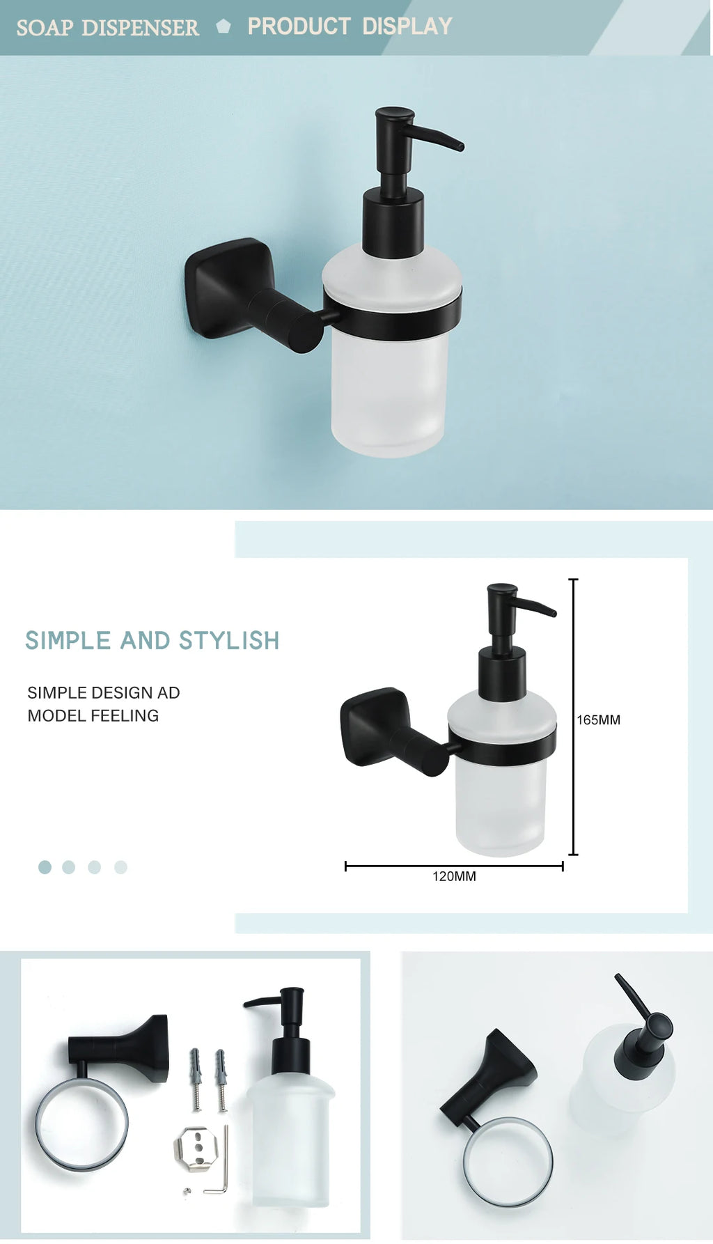 Matte Black Bathroom Accessories Set Wall Mount Stainless Steel Clothes Hook Toilet Paper Holder Towel Bar Hardware Pendant