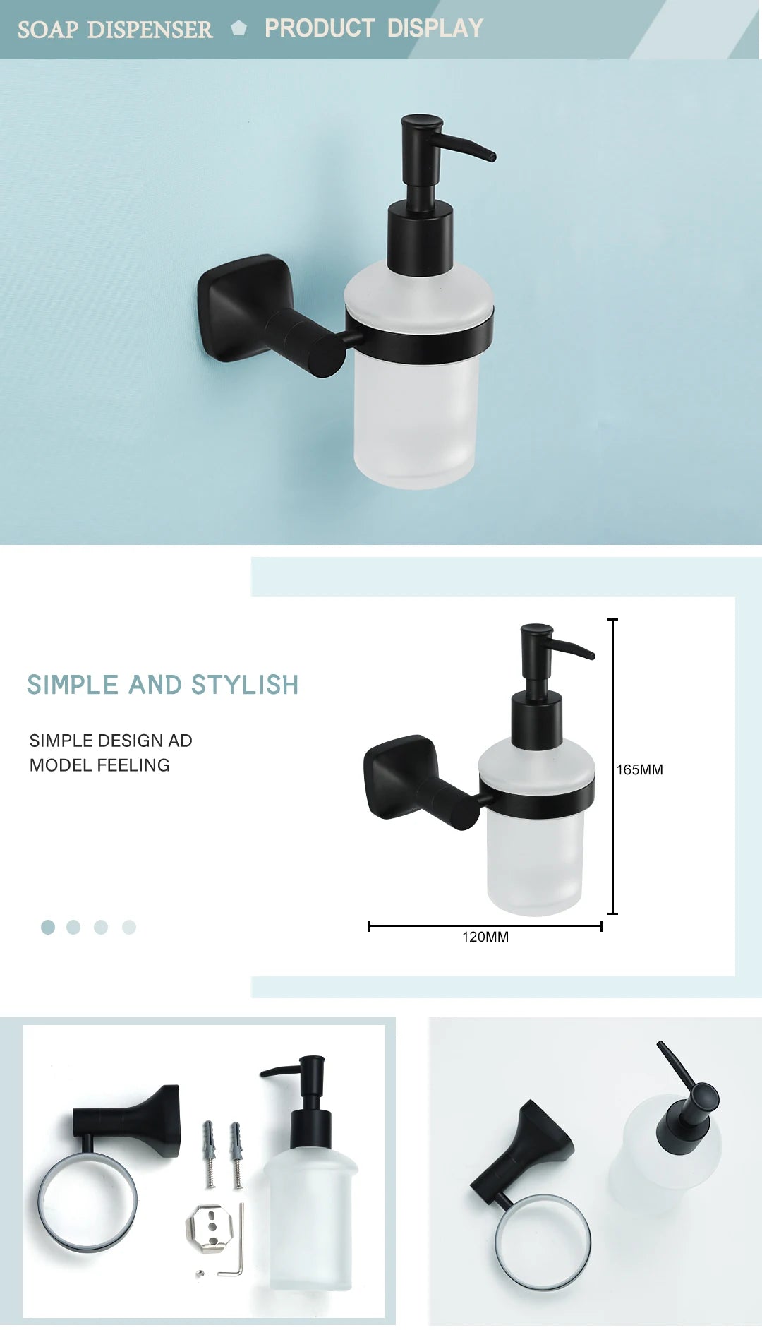 Matte Black Bathroom Accessories Set Wall Mount Stainless Steel Clothes Hook Toilet Paper Holder Towel Bar Hardware Pendant
