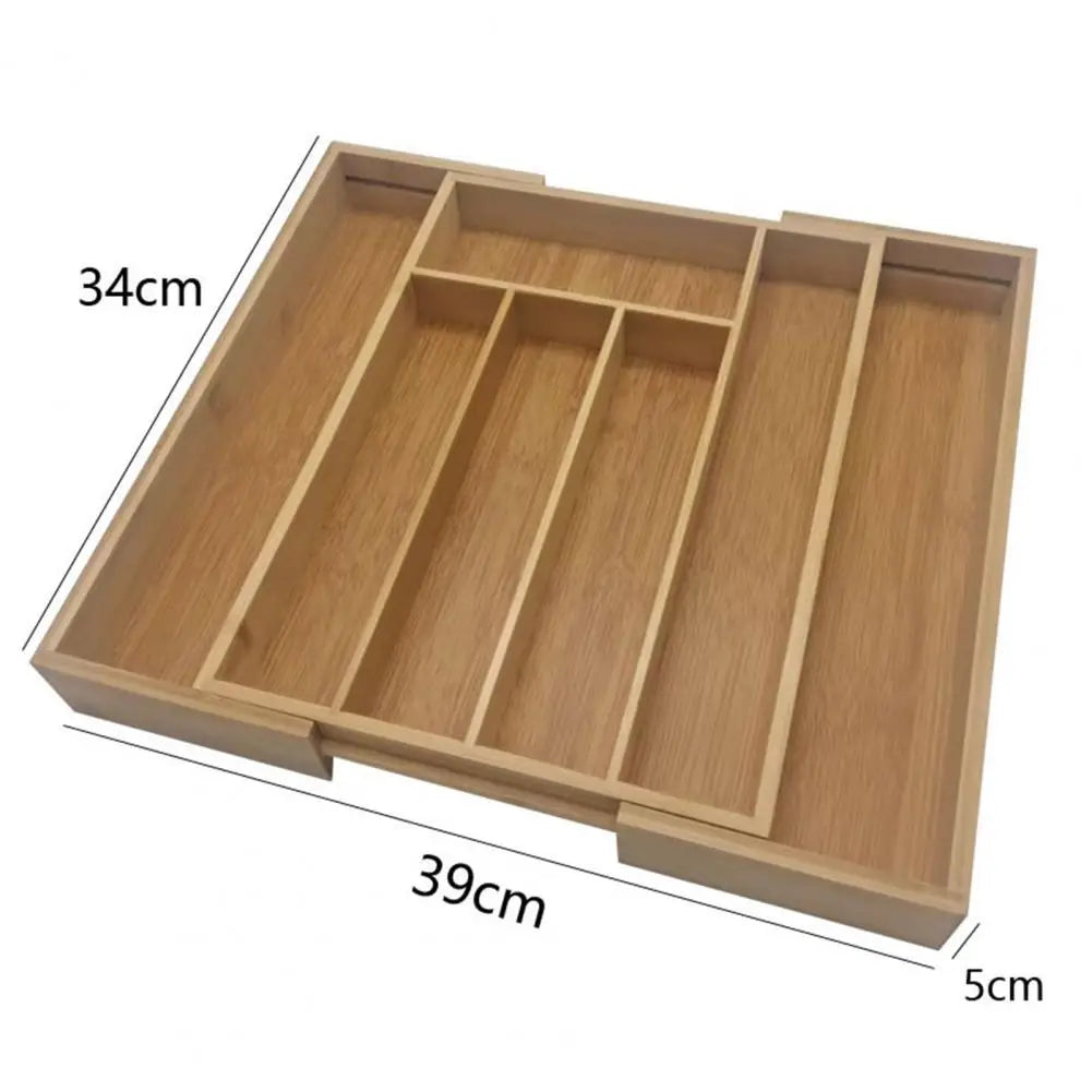 Bamboo Drawer Organizer Expandable 5-7 Compartments Adjustable Width Cutlery Tray Kitchen Utensils Jewelry Storage Tray