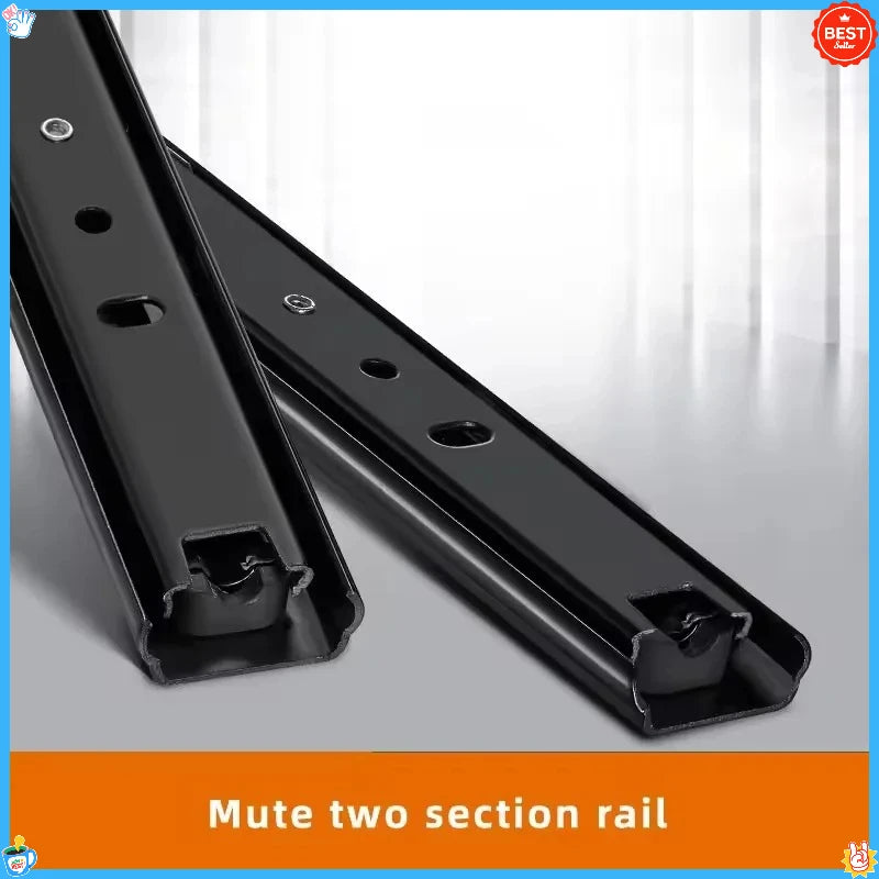Thickened Drawer Slide - Cold-rolled Steel Three-section Drawer Rail, Practical Hardware for Home, Office, and Kitchen Drawers