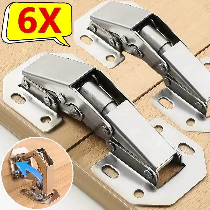4/6PCS 90 Degree Steel Cabinet Hinges No-Drilling HoleHydraulic Buffer Hinge Kitchen Cabinet Cupboard Hinges Furniture Hardware
