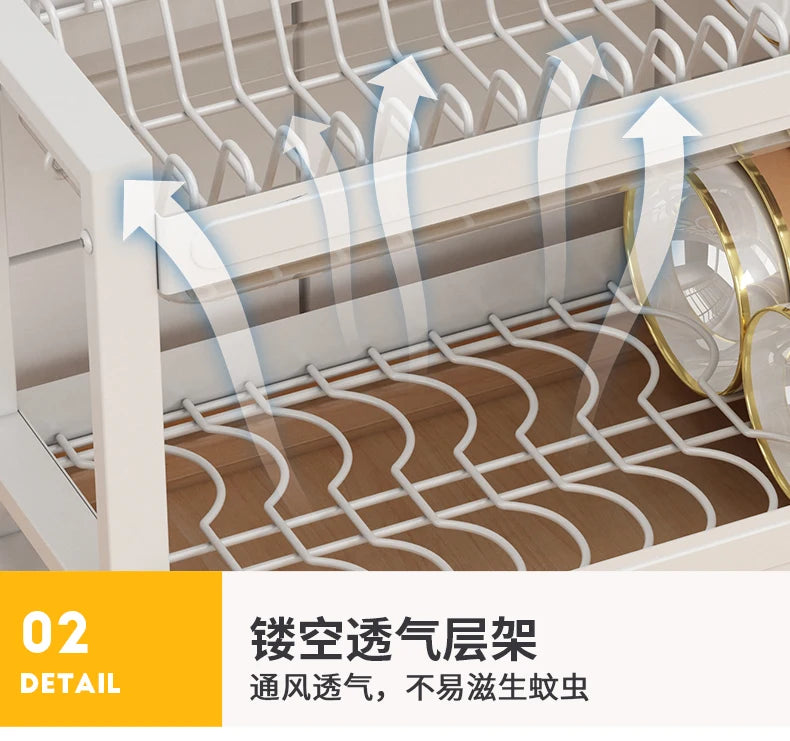 Kitchen Dish Storage Rack, External Hook Plate Organizer, Multi-Function Home Plate Holder, Compact Dish Organizer