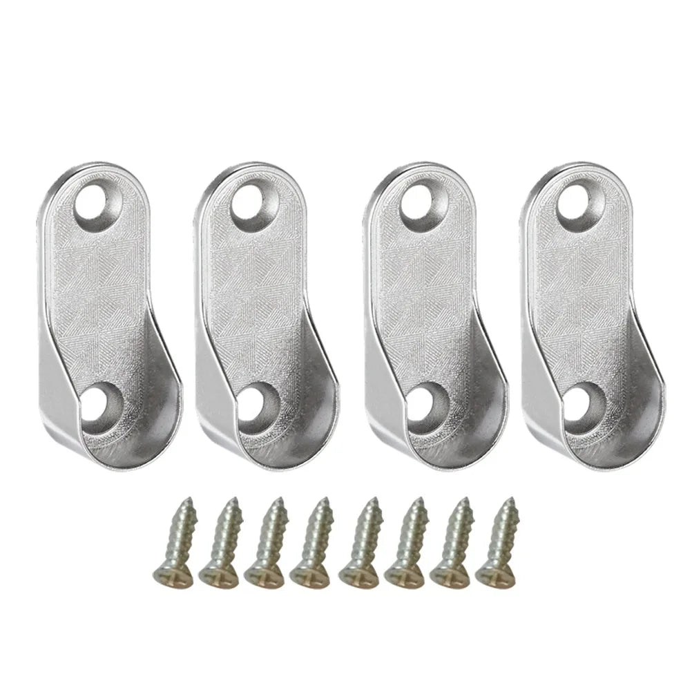 6/12/30pcs Oval Closet Rod End Supports Wardrobe Tube Support Bracket Clothes Hanging Rod End Holder With Screw Hardware Parts