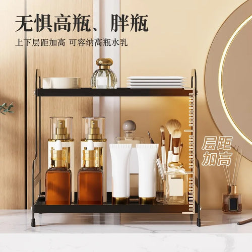 2 Tier Under Sink Organizer Sliding Cabinet Basket Organizer Storage Rack with Hooks Hanging Cup Bathroom Kitchen Organizer New