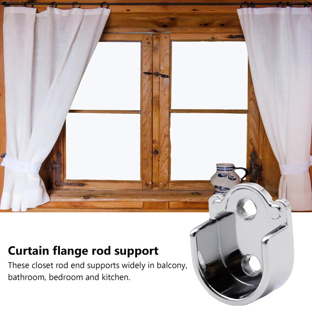 Wardrobe Rail Hanger Rod Socket Support Tube Round End Bracket Holder Heavy Duty U Shaped Rod Socket Home Hardware Accessories