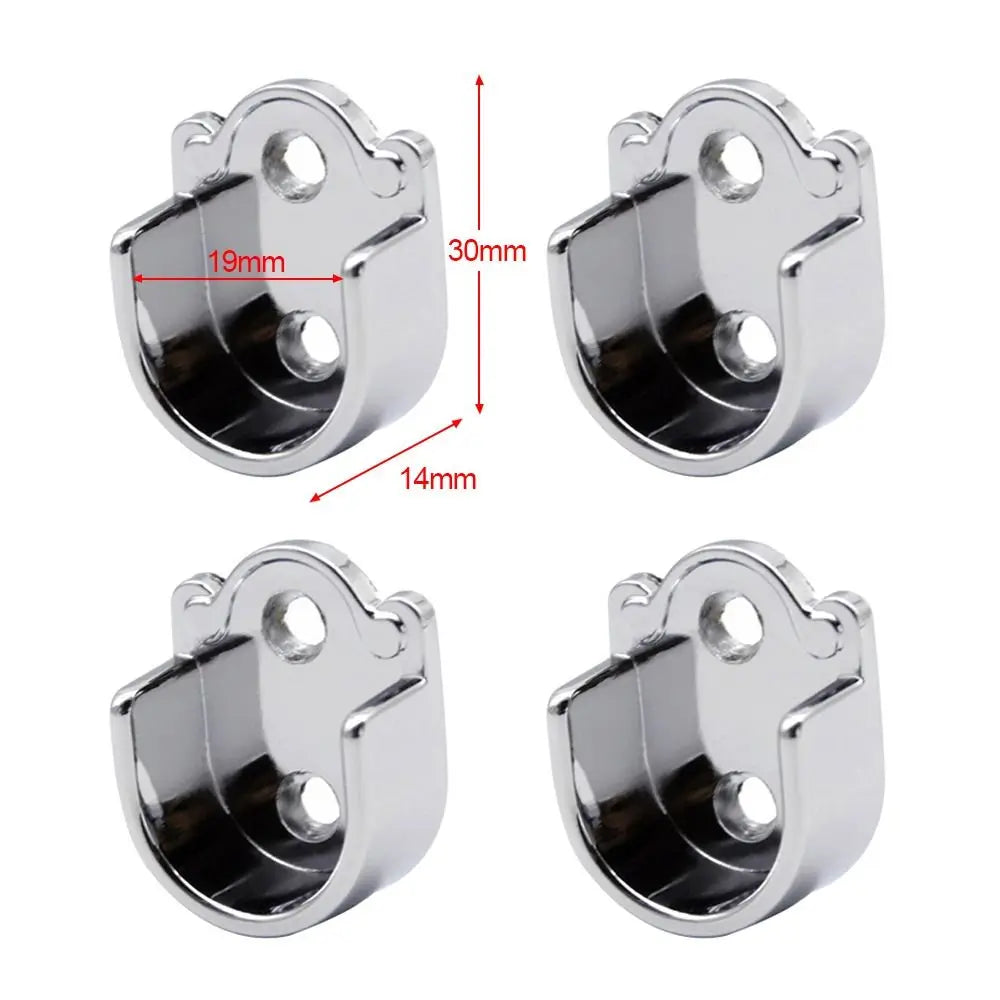 4PCS Bedroom U Shaped Closet Rod 19/22/25mm Shower Curtain Curtain Rod Bracket Flange Rod Holder Rail Holder Clothes Hanging