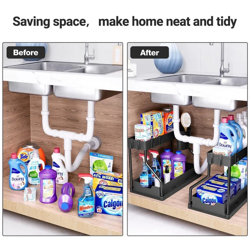 New pull-out seasoning storage rack for home kitchen, bathroom sink and multi-layered storage rack for miscellaneous items