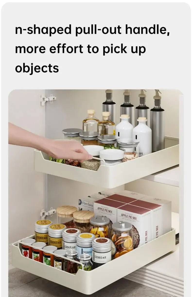 Pull Out Spice Rack Organizer with Smooth Slide Rails No Tools Required Kitchen Cabinet Storage Drawer for Maximum Space
