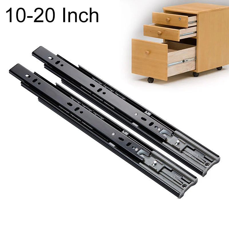 1 Pair Full Extension Drawer Slides 8 10 12 14 16 18 20 Inch 100 lb Load Capacity Side Mount Ball Bearing Rails Cabinet Dresser