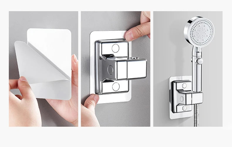 1pc Shower Head Holder Adjustable Wall Mounted Shower Holder Self-Adhesive Showerhead Handheld Bracket Bathroom  Accessories