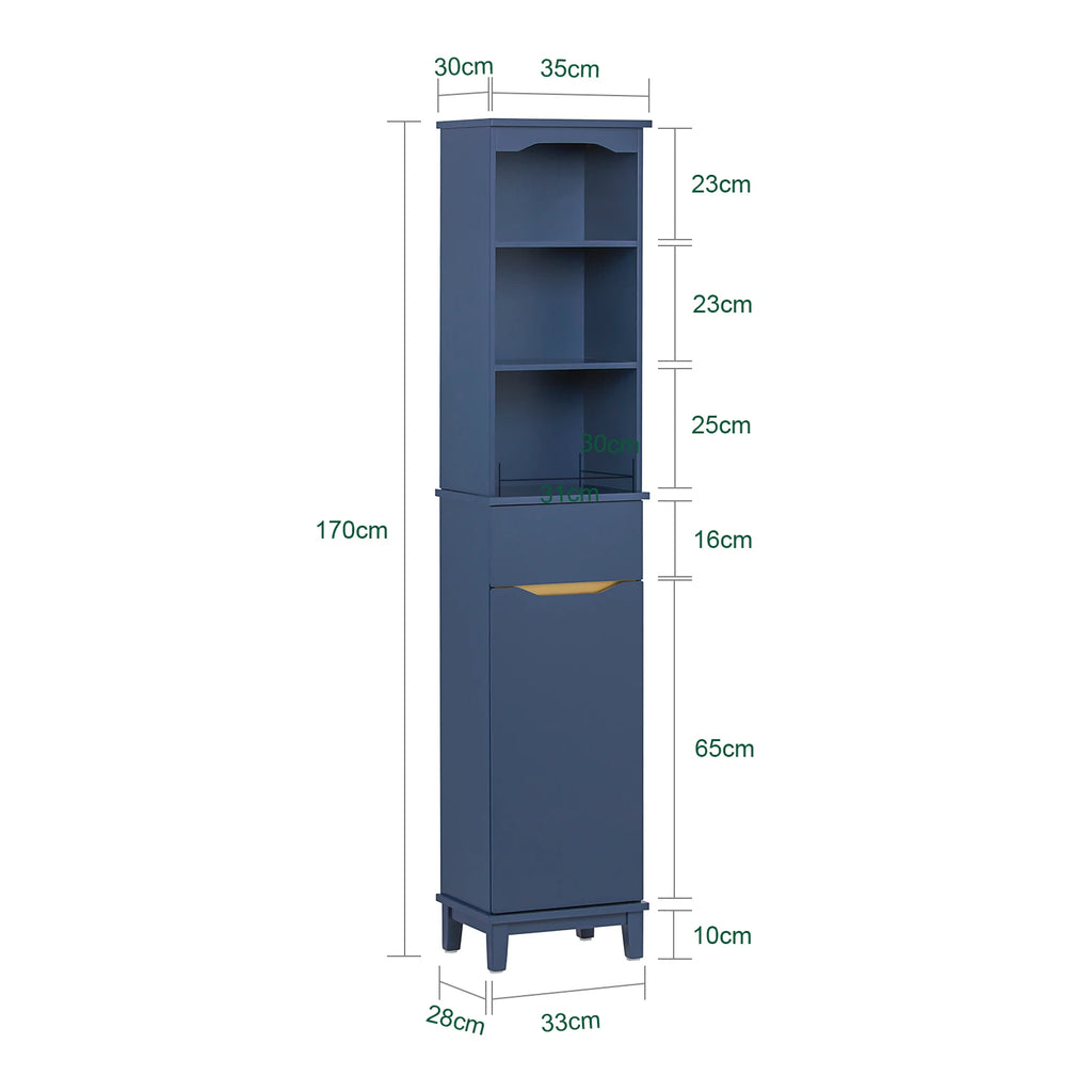 SoBuy BZR112 High wardrobe bathroom wardrobe bathroom wardrobe narrow bathroom shelf bathroom wardrobe bathroom furniture BHT approx. 35x170x30