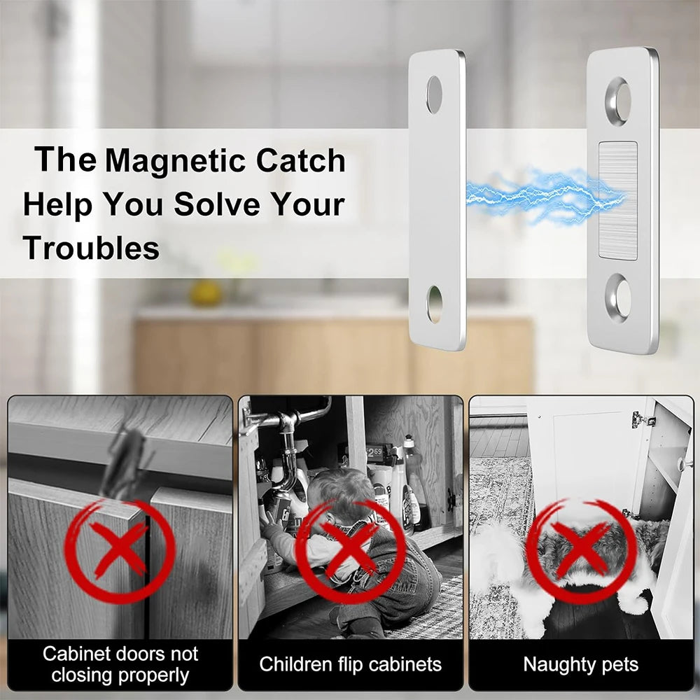 Magnetic Cabinet Catches Ultra Thin Door Strong Magnets Stopper Invisible Adhesive Drawer Magnet Lock for Kitchen Closet Closer