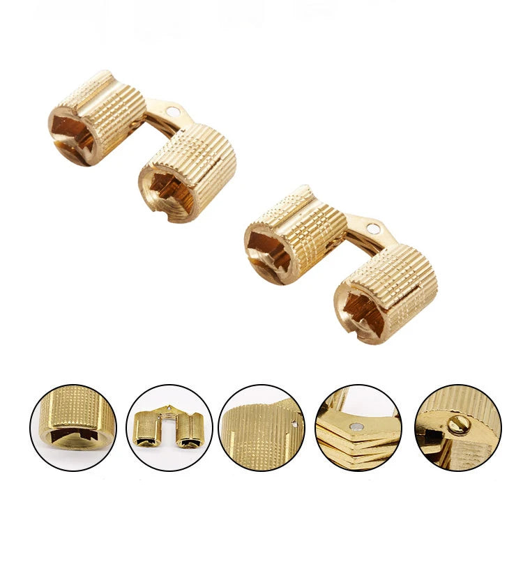 2PCS 8mm-18mm coppers barrel hinges,cylindrical and hidden, are concealed and invisible cabinet hinges for furniture hardware.