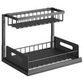-November Under Sink 2 Tier Pull Out Sliding Cabinet Organizer Drawer Baskets Multi-Purpose Storage For Bathroom Space Saving