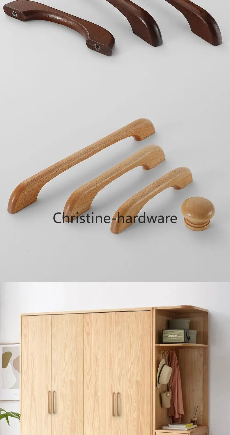 Simple Modern Wooden Cabinet Round Single-hole Handle Drawer Door Kitchen Shoe Cabinet Solid Wood Log Handle