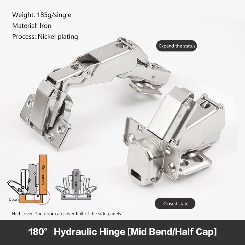 180 Degree Cabinet Hinge 304 Stainless Steel Soft Closing Hydraulic Damping For Kitchen Wardrobe Door Full Overlay Half Inset