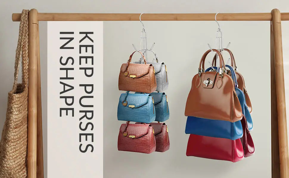 2 Pack Purse Hanger Organizer Metal Handbag Storage Hook for Closet Space Saving Rack Keeping Bags Visible in Condition