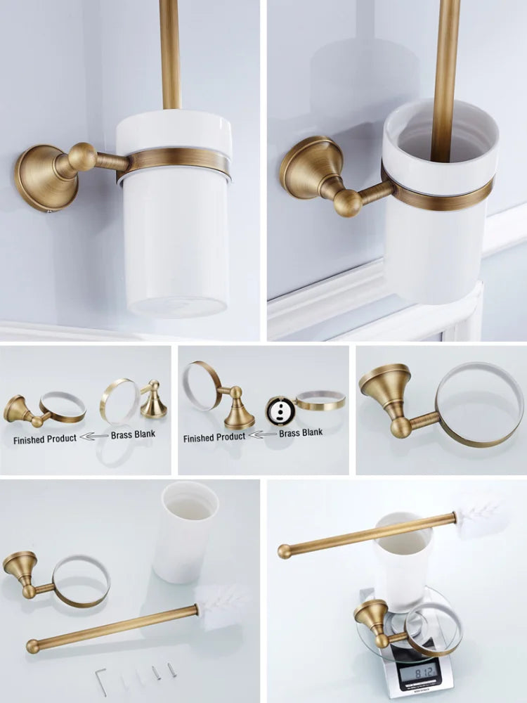 Bronze Bathroom Accessories Hardware Antique Hair Dryer Rack Coat Towel Shelf Rail Bar Shower Soap Dish Holder Toilet Brush