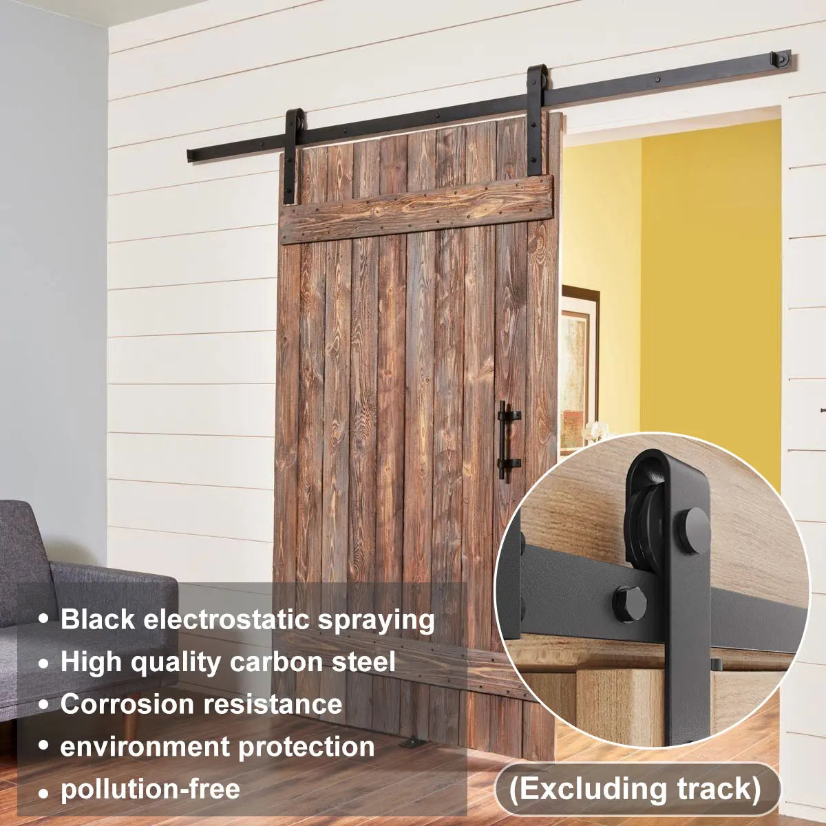 Barn Door Hardware Kit  Heavy Duty Sturdy Sliding Barn Door Track Smoothly and Quietly J Shape Hanger Cupboard Door Panel Access