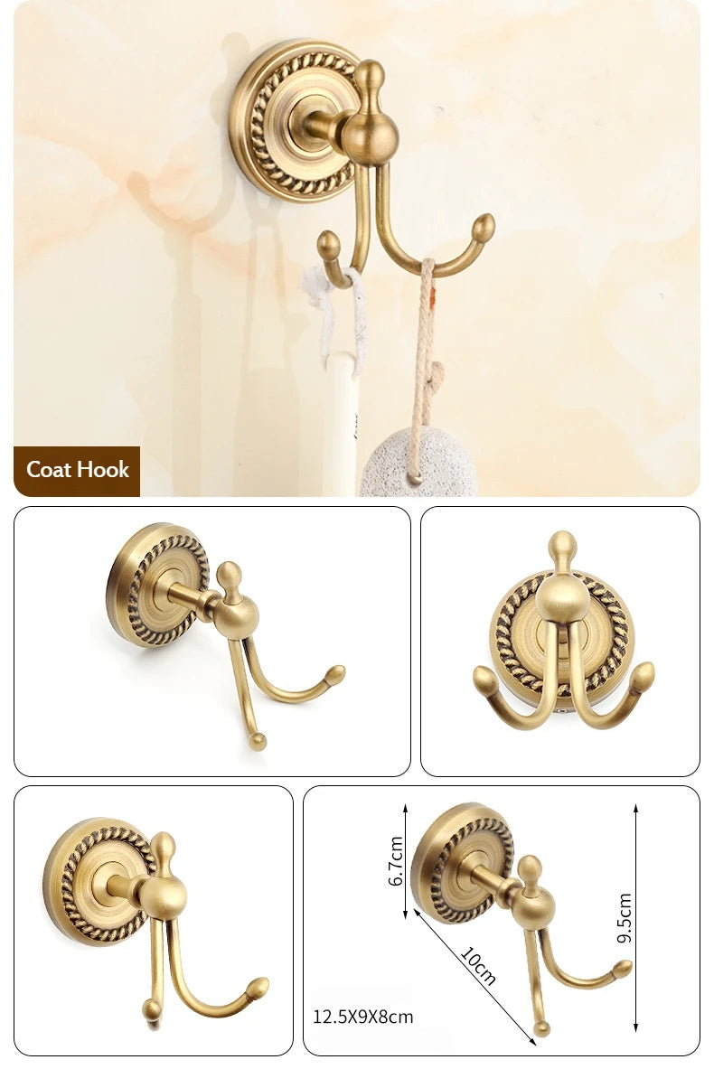 Antique Brushed Brass Bathroom Accessories Sets Towel Shelf Toilet Paper Holder Soap Holder Towel Rack Bathroom Hardware Sets